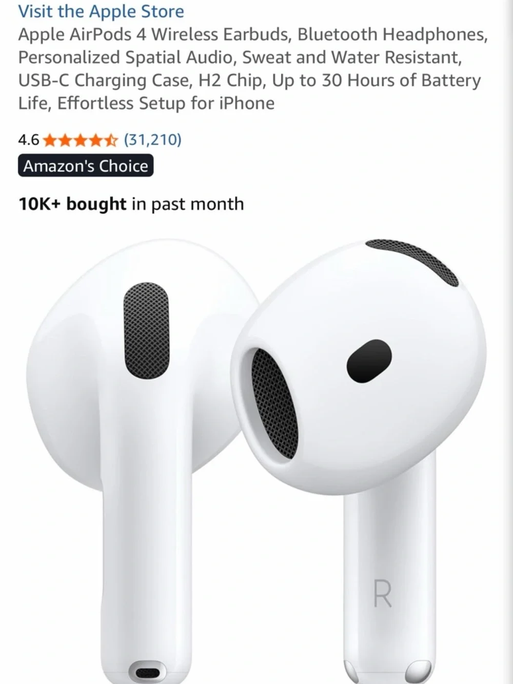 Apple White Wireless Earbuds with Black Speaker Grilles